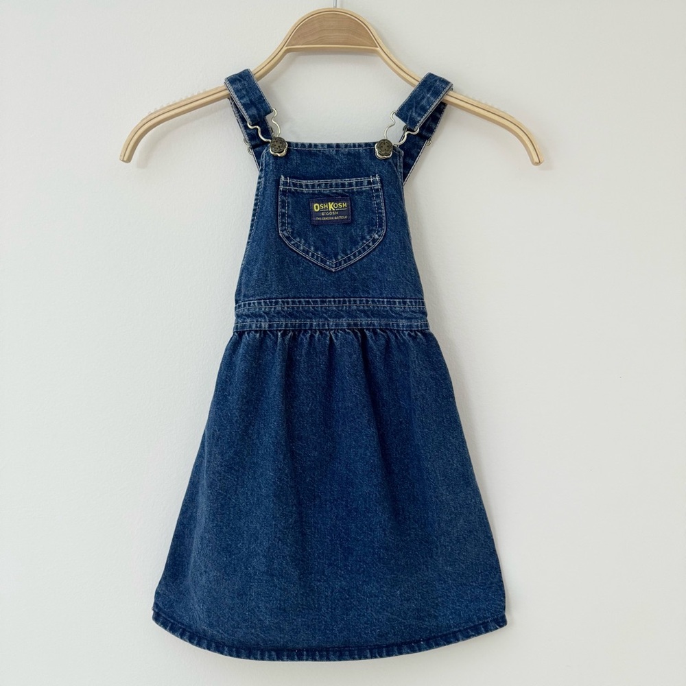 Vintage OshKosh B'gosh Blue Denim Jumper Dress Made in USA, Size 6, EUC
